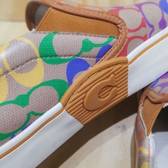 Coach Skate Slip On Sneaker Men's 11 Rainbow Signature Leather 'C' logo - Picture 8 of 10